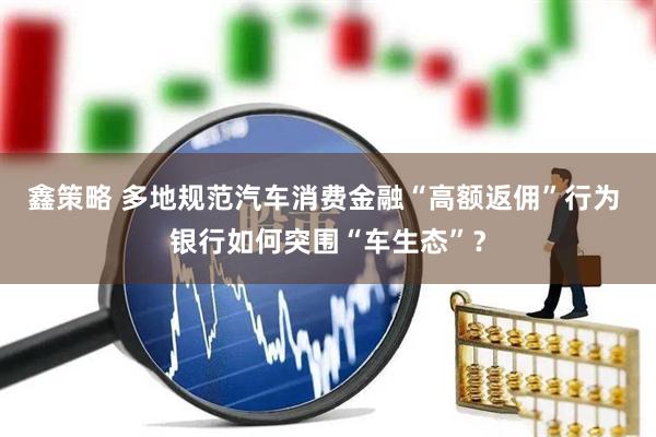 鑫策略 多地规范汽车消费金融“高额返佣”行为 银行如何突围“车生态”？