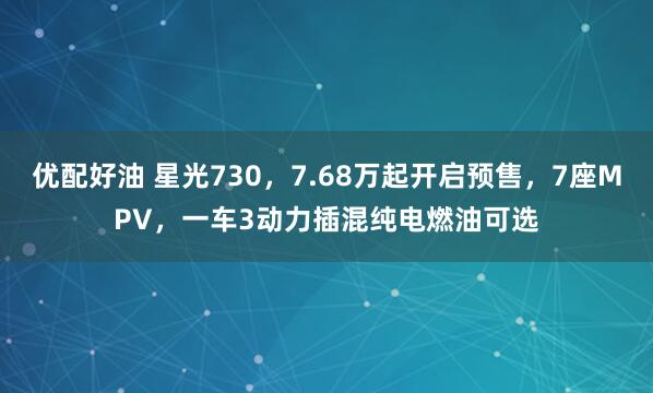 优配好油 星光730,7.68万起开启预售,7座MPV,一车3动力插混纯电燃油可选